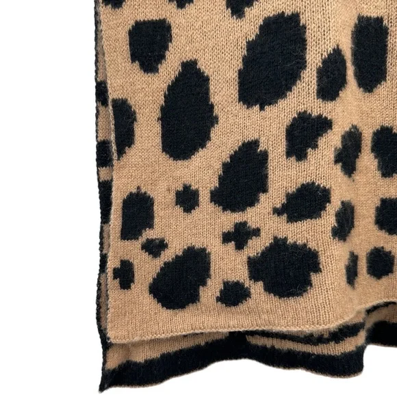 Aqua Brown Black Leopard Tiger Mixed Animal Print Oversized Cashmere Wrap Scarf